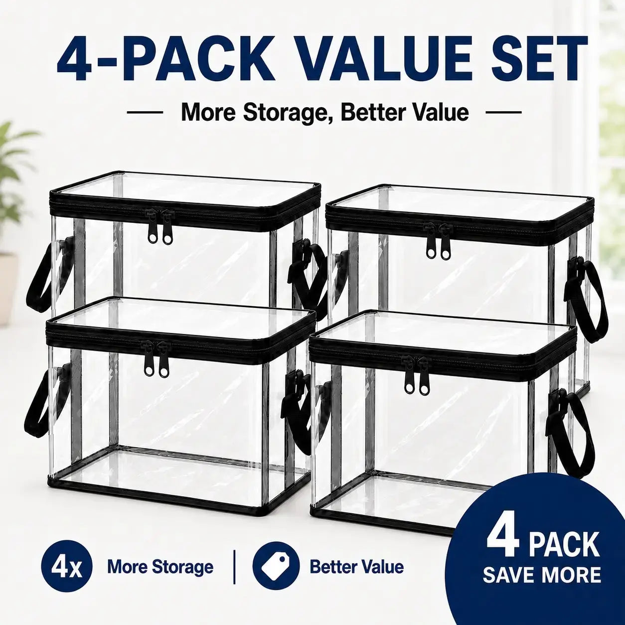 Premium Heavy-Duty Clear Plastic Storage Box with Hinged Lid - High-Capacity Organizer for Home, Moving, and Attic Use