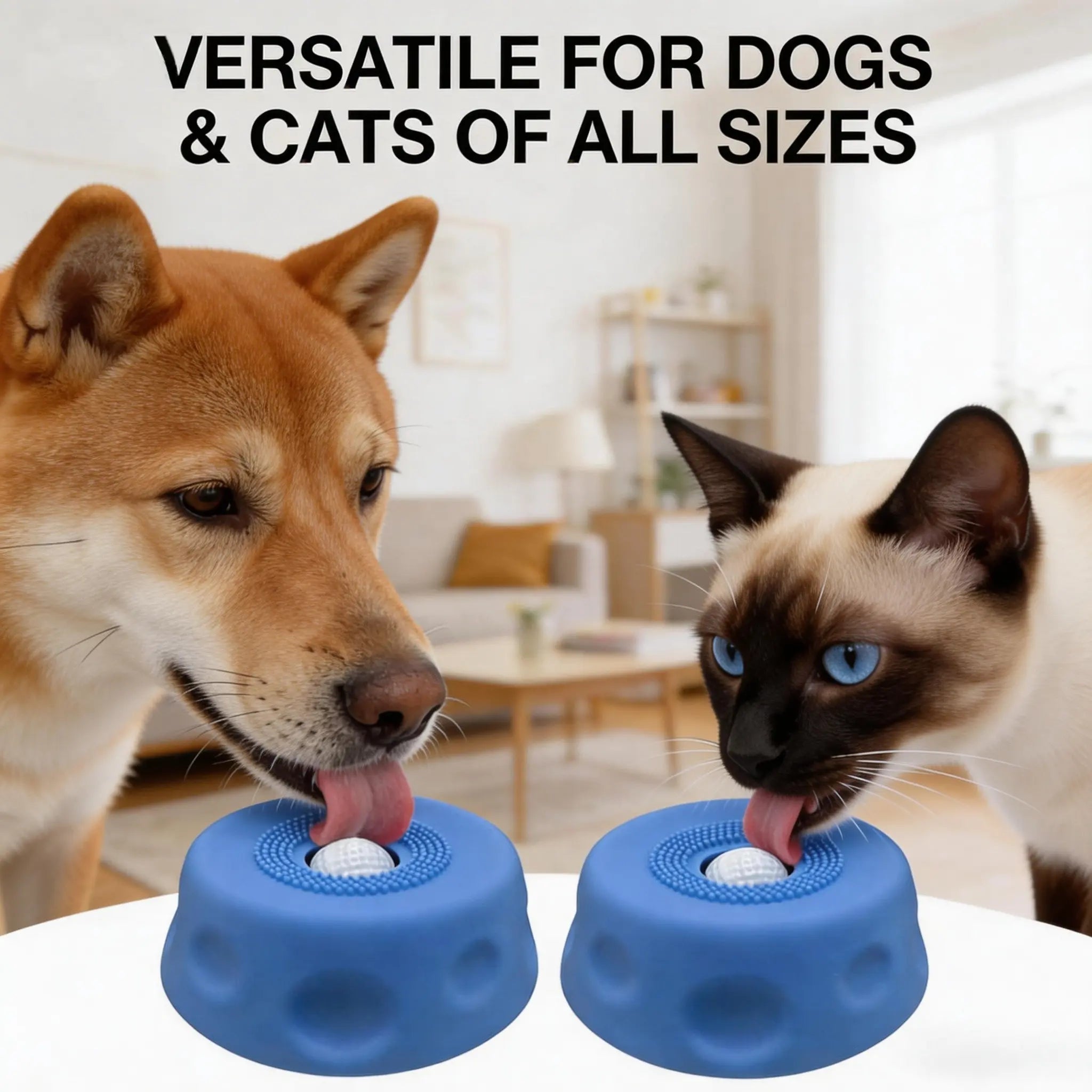 Gonxac 3-in-1 Suction Lick Dog Bowl with Integrated Treat Ball and Cleaning Bristles, Non-Slip Slow Feeder for Liquid Treats, Mess-Free Oral Care Enrichment Mat for Yogurt and Peanut Butter, Featuring 8 Durable Suction Cups