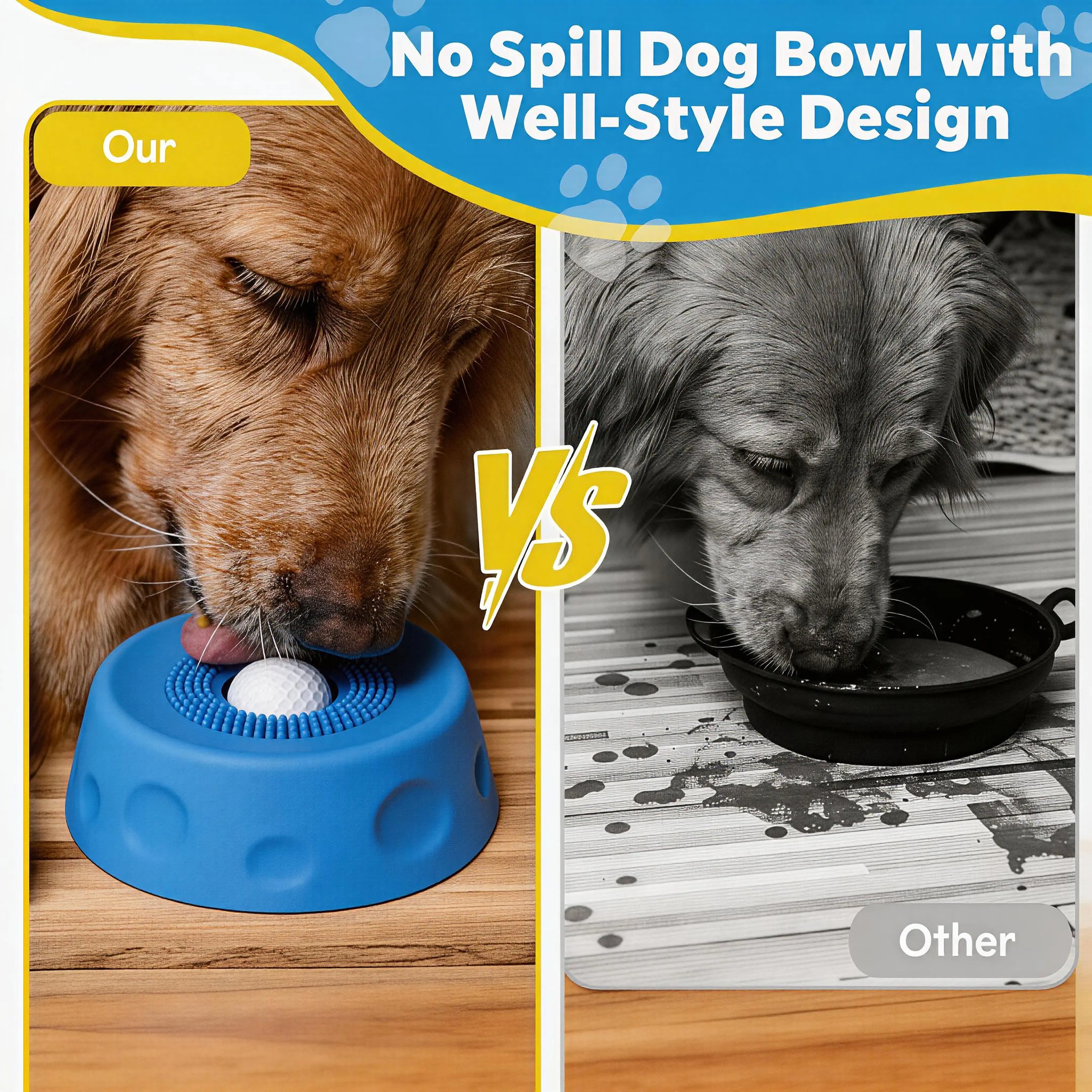 Gonxac 3-in-1 Suction Lick Dog Bowl with Integrated Treat Ball and Cleaning Bristles, Non-Slip Slow Feeder for Liquid Treats, Mess-Free Oral Care Enrichment Mat for Yogurt and Peanut Butter, Featuring 8 Durable Suction Cups