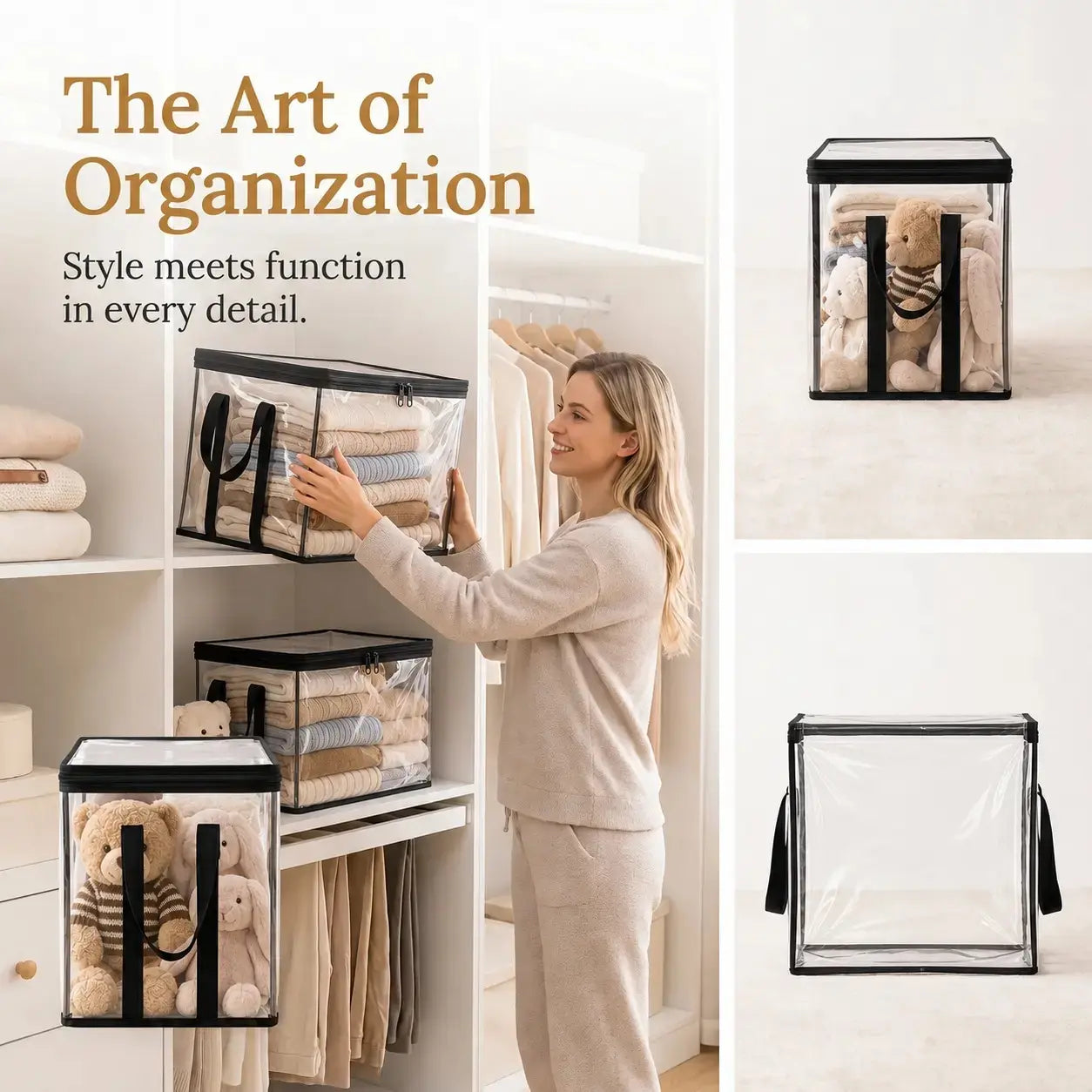 Premium Heavy-Duty Clear Plastic Storage Box with Hinged Lid - High-Capacity Organizer for Home, Moving, and Attic Use