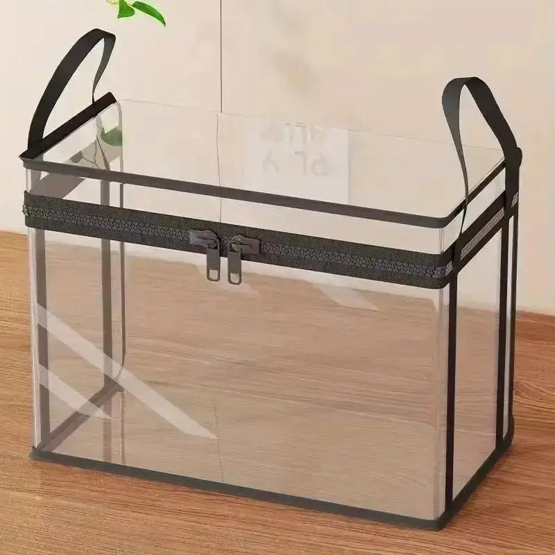 Large Heavy-Duty Clear Plastic Storage Box with Hinged Lid - Durable, Stackable, Waterproof Organizer for Home, Office, and Travel - Ideal for Clothing, Documents, Toys, and More - Perfect Father's Day Gift