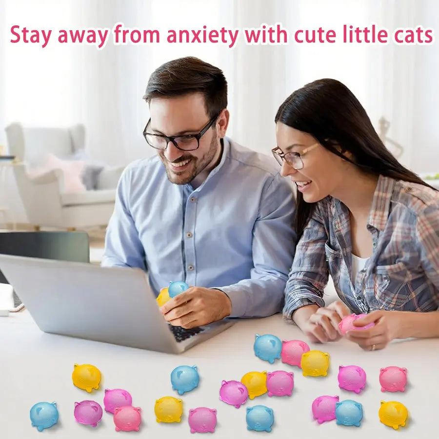 Cool Cat Sensory Squeeze Toy - Soft Mini Stress Ball for Relaxation and Party Favors, Ideal Birthday Gift and Stress Relief Solution