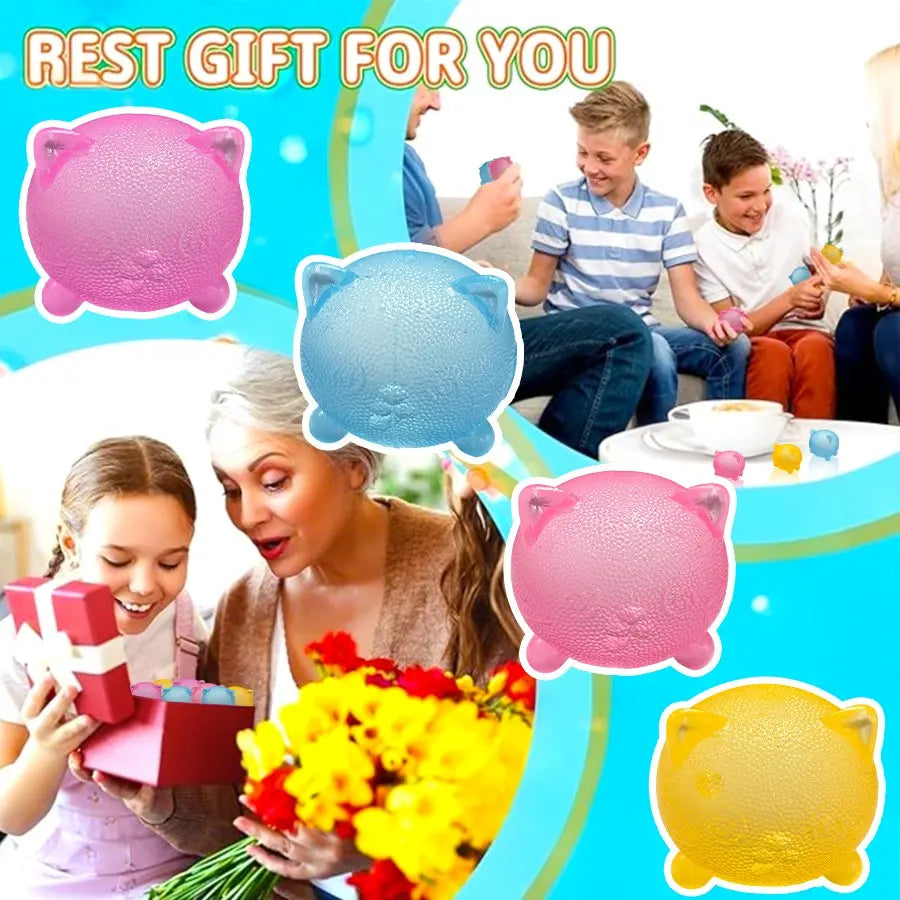 Cool Cat Sensory Squeeze Toy - Soft Mini Stress Ball for Relaxation and Party Favors, Ideal Birthday Gift and Stress Relief Solution