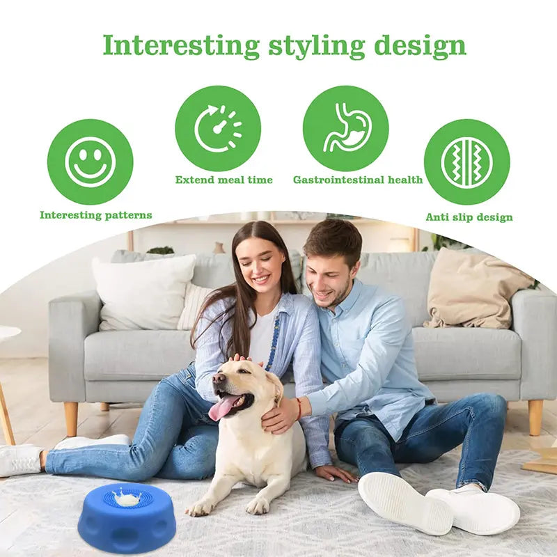 Gonxac 3-in-1 Suction Lick Dog Bowl with Integrated Treat Ball and Cleaning Bristles, Non-Slip Slow Feeder for Liquid Treats, Mess-Free Oral Care Enrichment Mat for Yogurt and Peanut Butter, Featuring 8 Durable Suction Cups