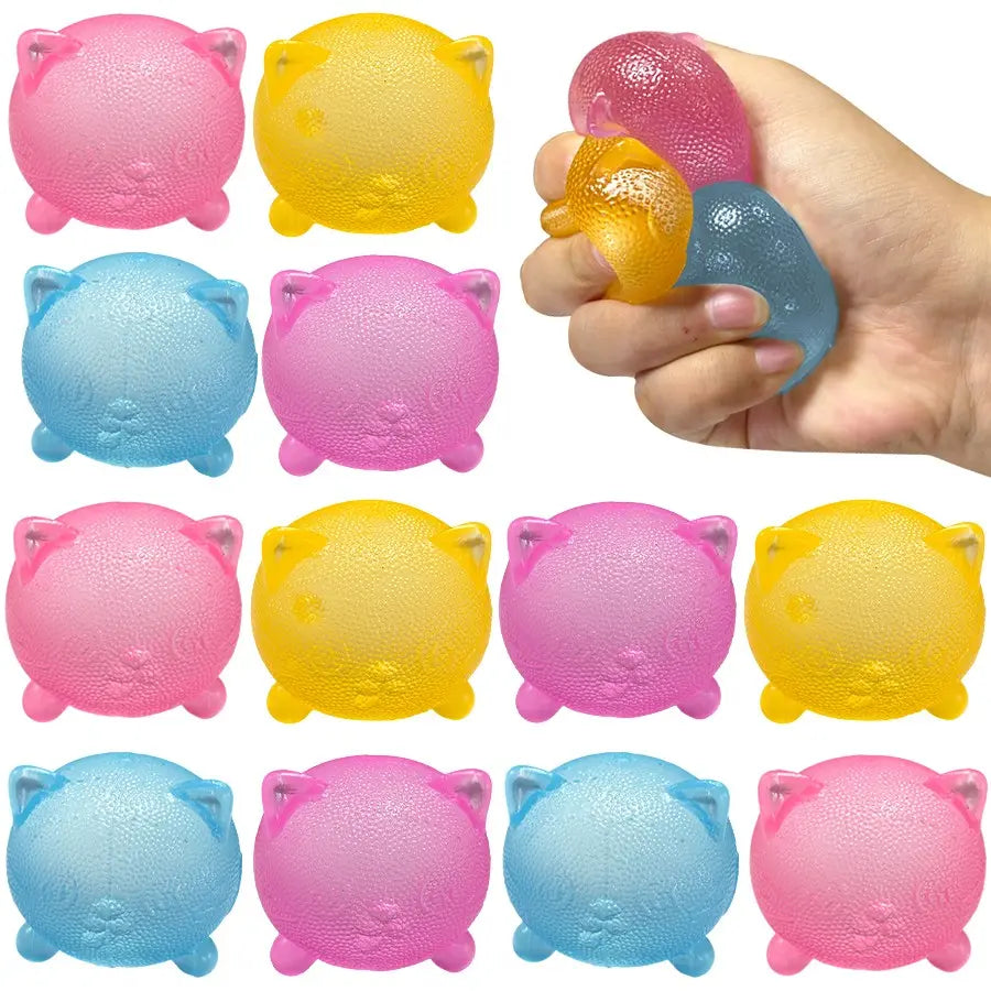 Cool Cat Sensory Squeeze Toy - Soft Mini Stress Ball for Relaxation and Party Favors, Ideal Birthday Gift and Stress Relief Solution
