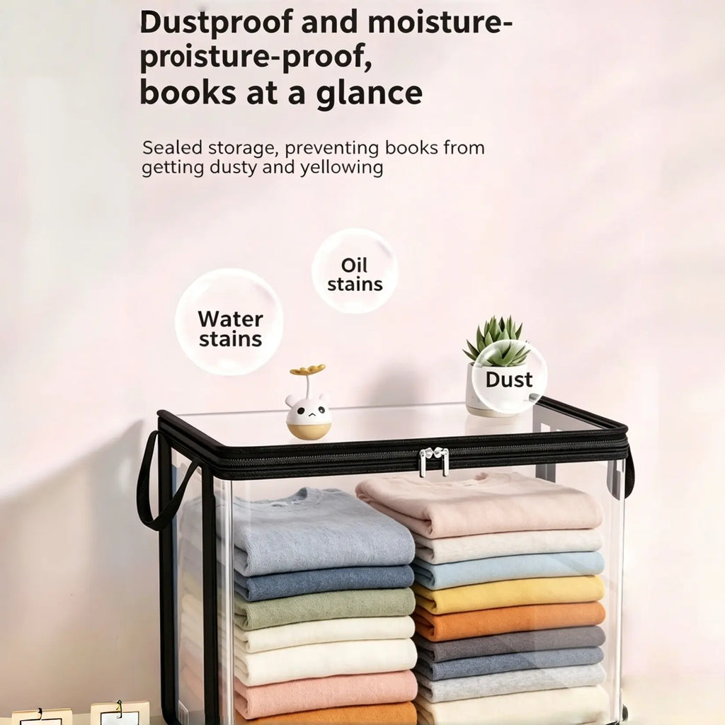 Large Heavy-Duty Clear Plastic Storage Box with Hinged Lid - Durable, Stackable, Waterproof Organizer for Home, Office, and Travel - Ideal for Clothing, Documents, Toys, and More - Perfect Father's Day Gift