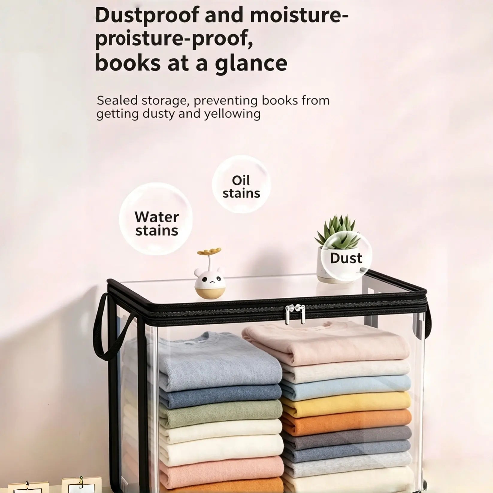 Large Heavy-Duty Clear Plastic Storage Box with Hinged Lid - Durable, Stackable, Waterproof Organizer for Home, Office, and Travel - Ideal for Clothing, Documents, Toys, and More - Perfect Father's Day Gift