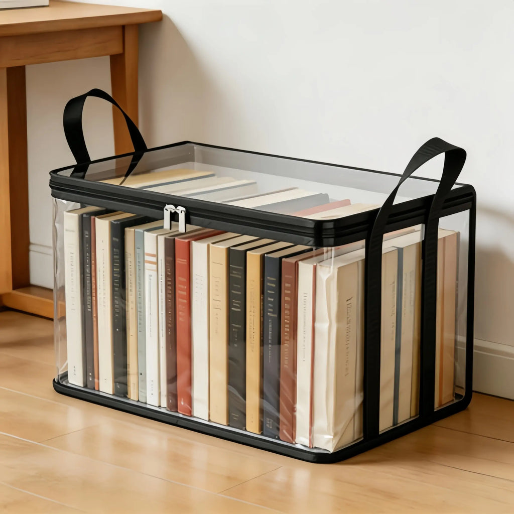 Large Heavy-Duty Clear Plastic Storage Box with Hinged Lid - Durable, Stackable, Waterproof Organizer for Home, Office, and Travel - Ideal for Clothing, Documents, Toys, and More - Perfect Father's Day Gift