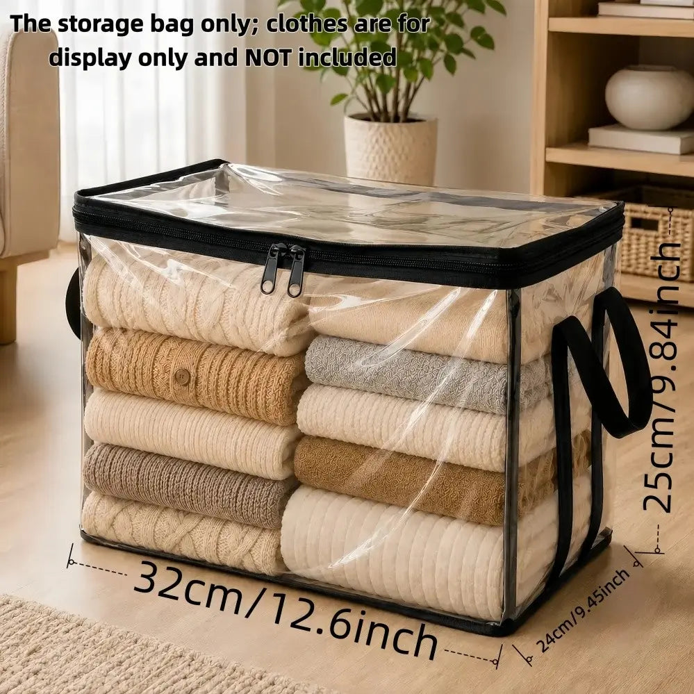 Large Heavy-Duty Clear Plastic Storage Box with Hinged Lid - Durable, Stackable, Waterproof Organizer for Home, Office, and Travel - Ideal for Clothing, Documents, Toys, and More - Perfect Father's Day Gift