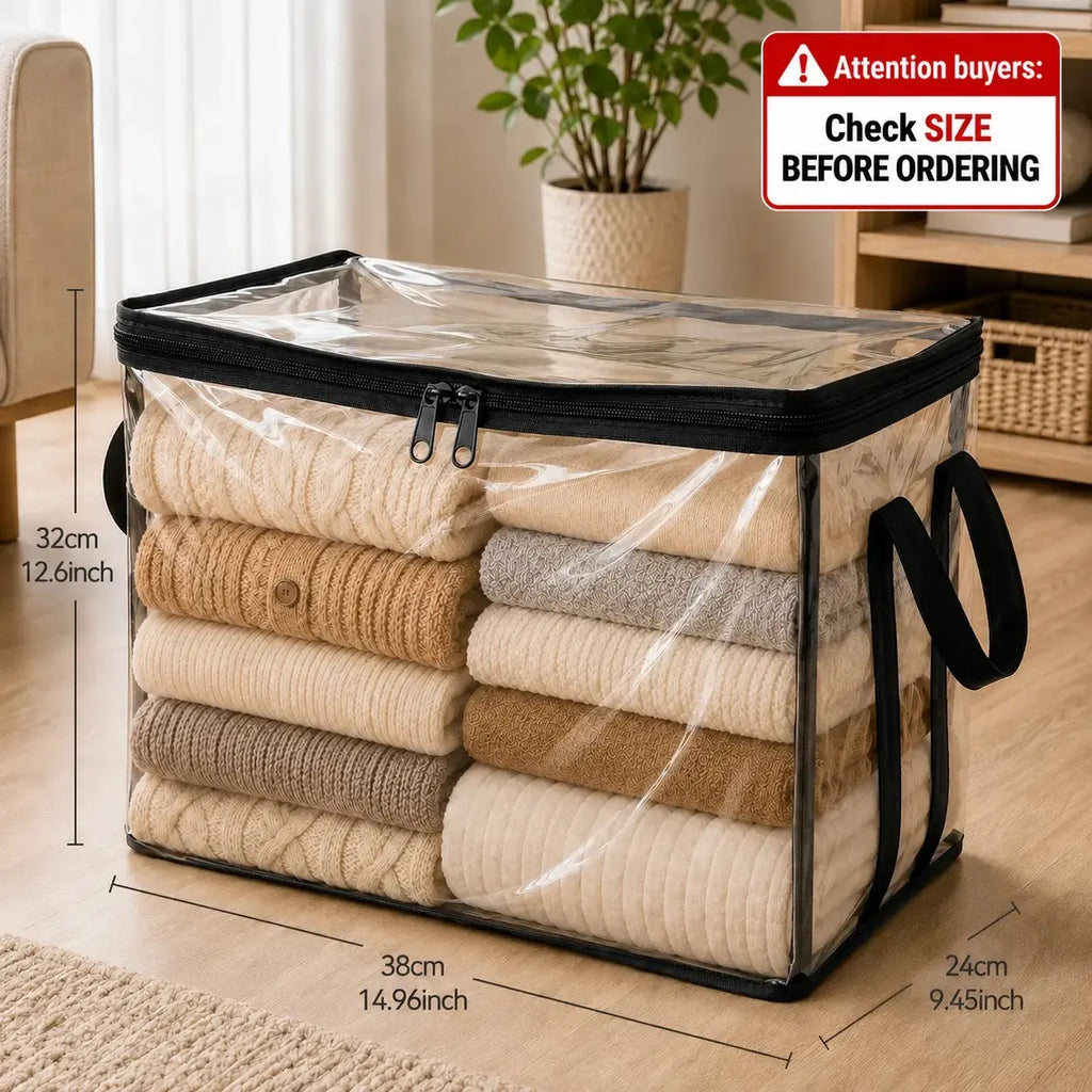 Premium Heavy-Duty Clear Plastic Storage Box with Hinged Lid - High-Capacity Organizer for Home, Moving, and Attic Use