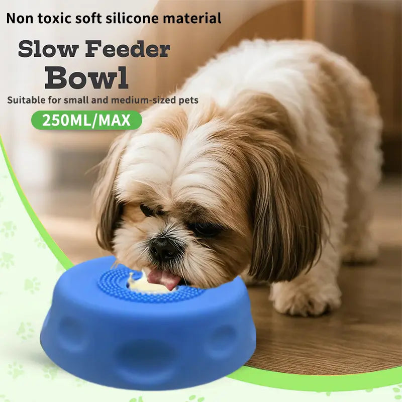 Gonxac 3-in-1 Suction Lick Dog Bowl with Integrated Treat Ball and Cleaning Bristles, Non-Slip Slow Feeder for Liquid Treats, Mess-Free Oral Care Enrichment Mat for Yogurt and Peanut Butter, Featuring 8 Durable Suction Cups