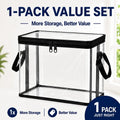Premium Heavy-Duty Clear Plastic Storage Box with Hinged Lid - High-Capacity Organizer for Home, Moving, and Attic Use