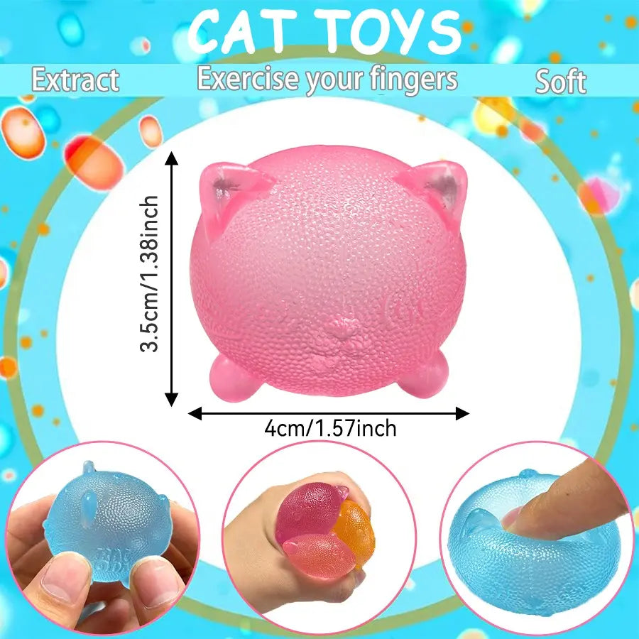Cool Cat Sensory Squeeze Toy - Soft Mini Stress Ball for Relaxation and Party Favors, Ideal Birthday Gift and Stress Relief Solution