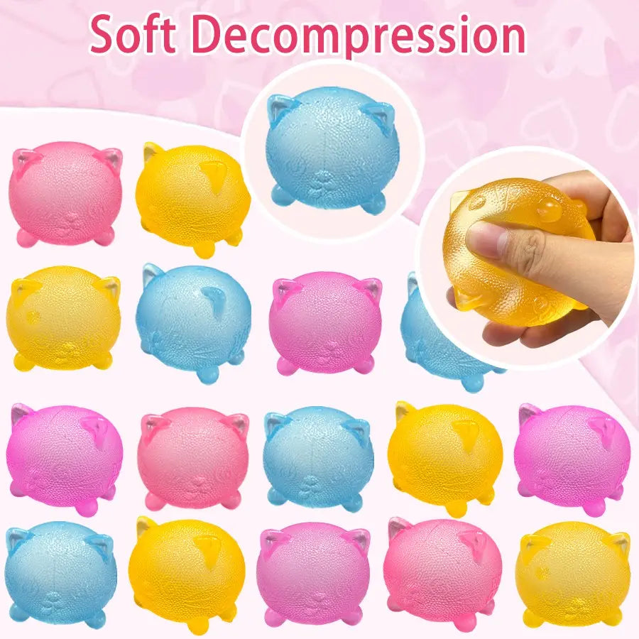 Cool Cat Sensory Squeeze Toy - Soft Mini Stress Ball for Relaxation and Party Favors, Ideal Birthday Gift and Stress Relief Solution